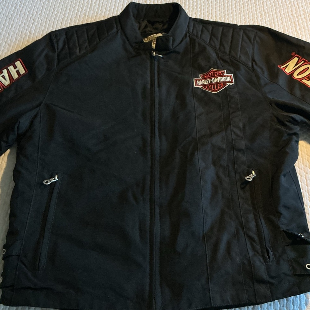 Harley‑Davidson Black Jacket with Red Logo Accents